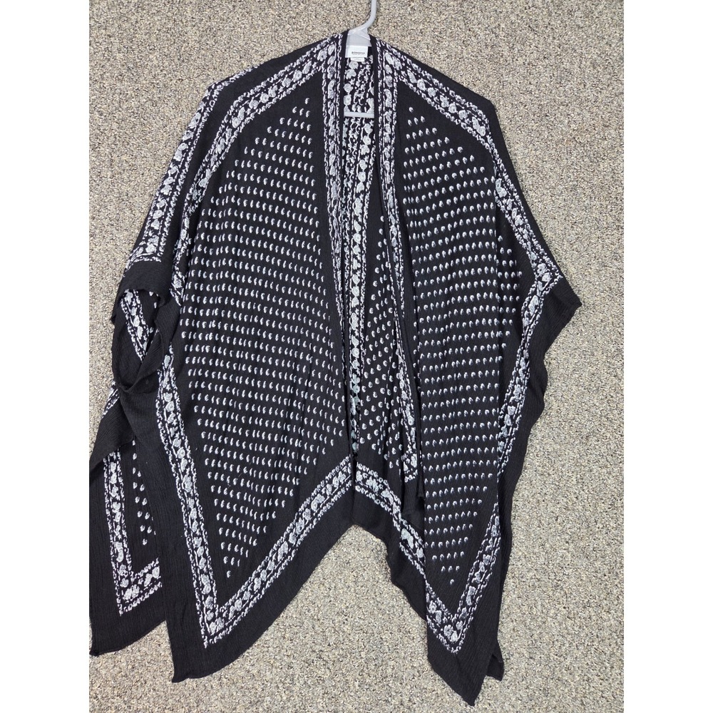 Sonoma Kimono Wrap Women One Size Black White Geometric Rayon Cardigan Cover Up‎